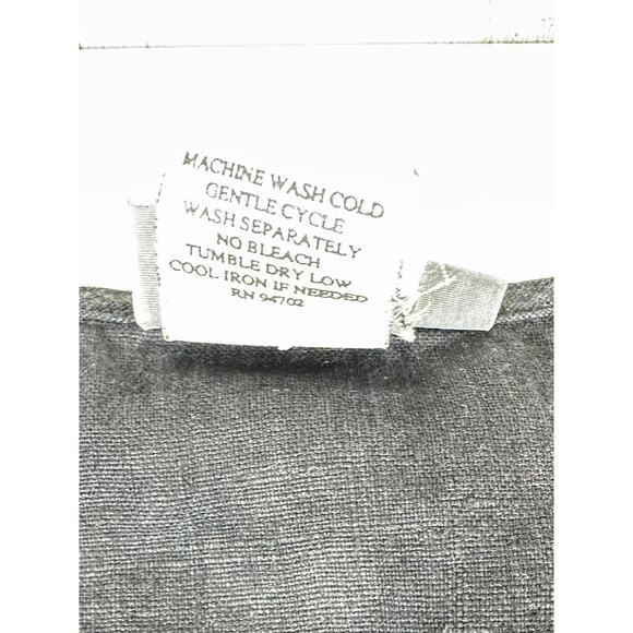 Hot Cotton Button Up Top Size Small Black 100% Linen 3/4 Sleeve V Neck - Picture 7 of 9